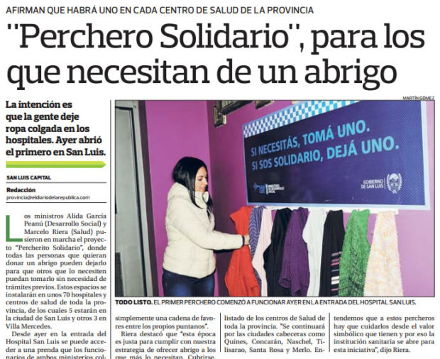 Nota sobre el "Perchero Solidario" - El Diario de la República