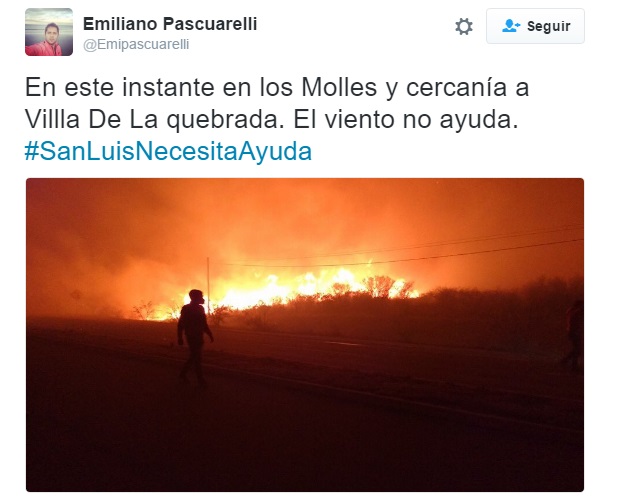 En este twit Pascuarelli menciona Los Molles con la foto del lugar. Esto no fue publicado por El Diario.