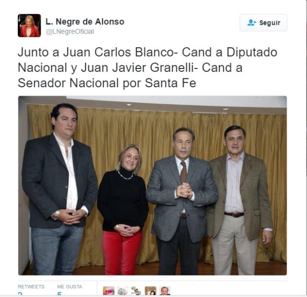 Adolfo Rodríguez Saá y Liliana Negre de Alonso junto al candidato narco Javier Granelli.